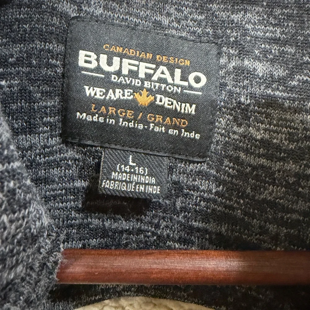 Buffalo David Bitton Boy's Fleece-lined Gray Knit Textured Shacket‎ Sz L (14-16)